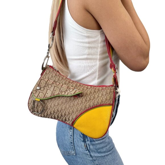 Christian Dior Vintage Rasta Trotter Double Saddle Shoulder Bag [105916] - Picture 1 of 13
